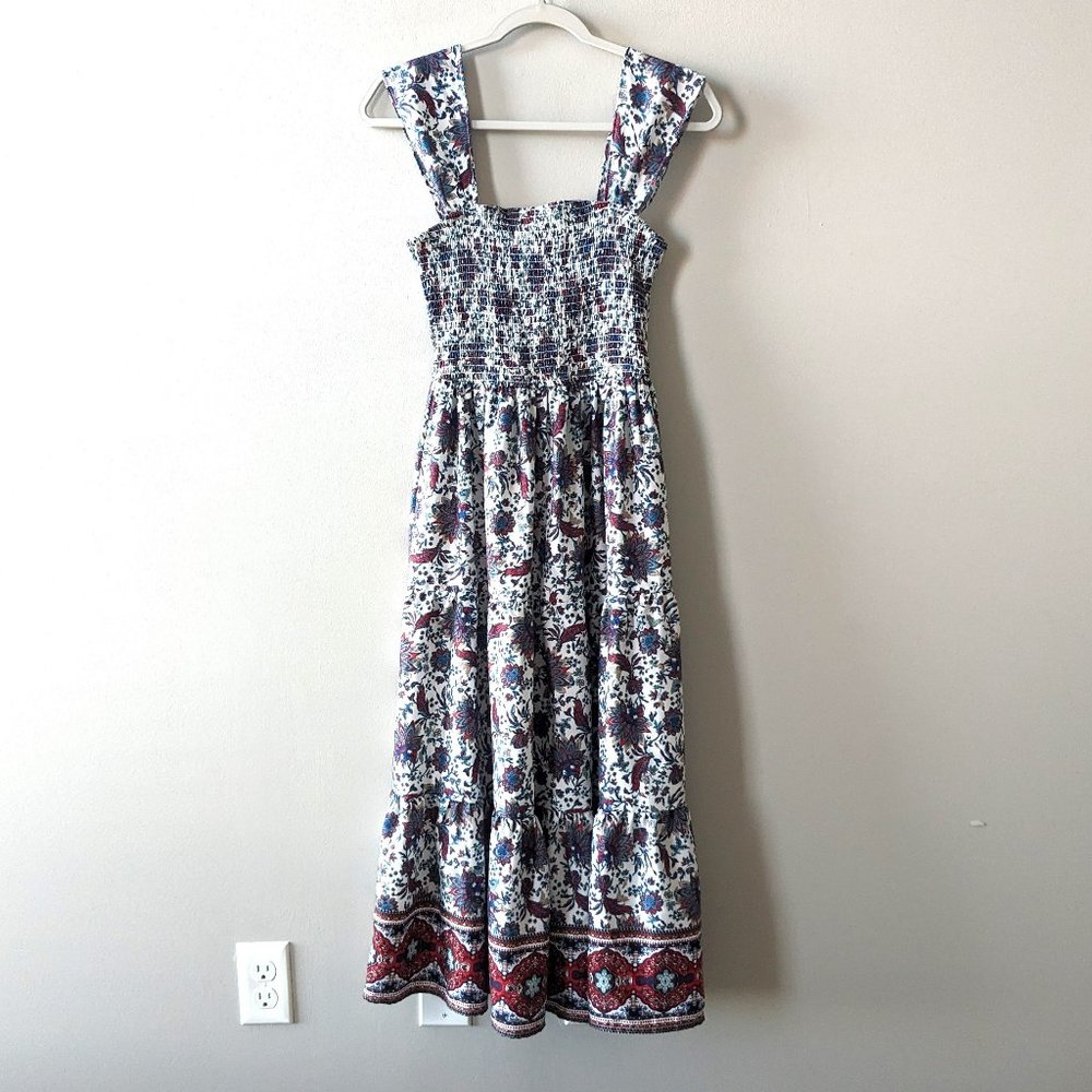 B.O.G Collective Floral Print Layered Ruffle Midi Dress